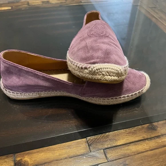 GUCCI Purple Leather Suede Espadrilles Flat Loafers Women’s Size 38.5